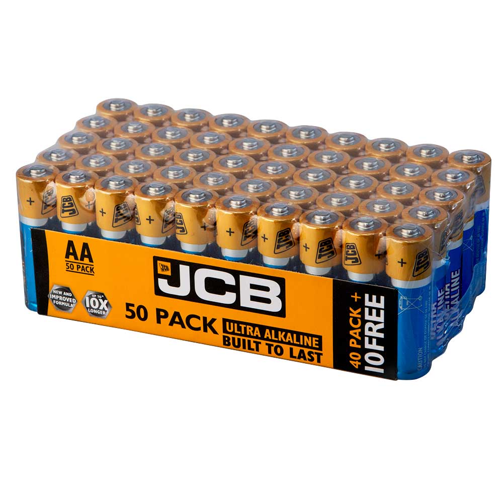 JCB Ultra Alkaline AA Batteries - Extra Value 40+10 Pack