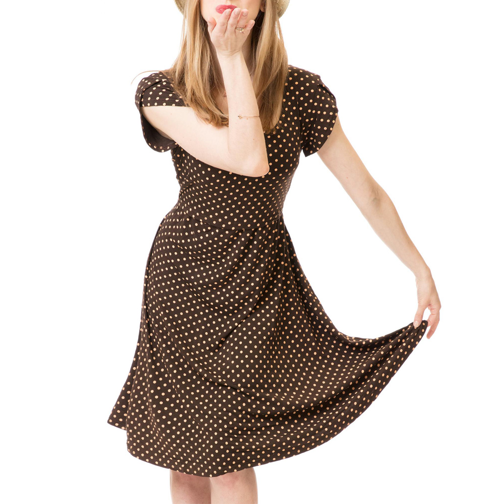 Maternity Round collar Polka dot full print Normal X Short-sleeve Nursing Dress