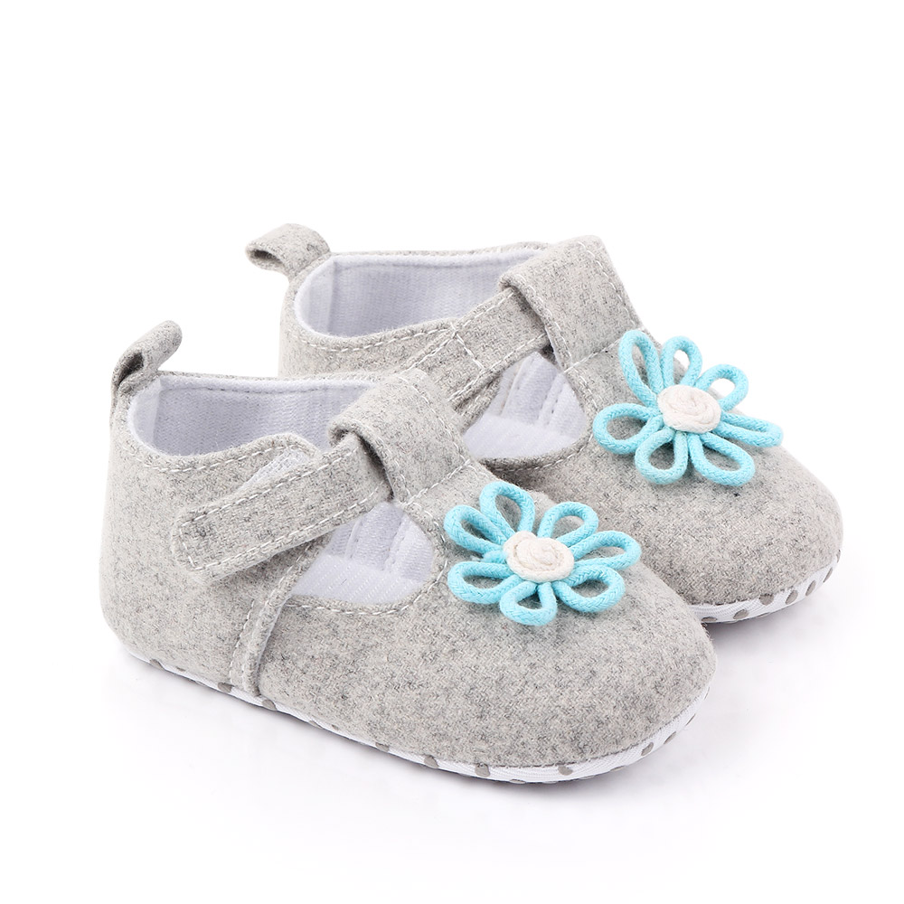 Baby / Toddler Girl Pretty Floral Decor Solid Velcro Shoes (Various colors)