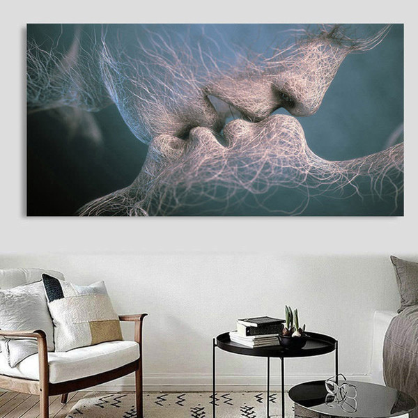 creative black white true love kiss abstract art canvas painting wall art picture print home no frame pictures decor