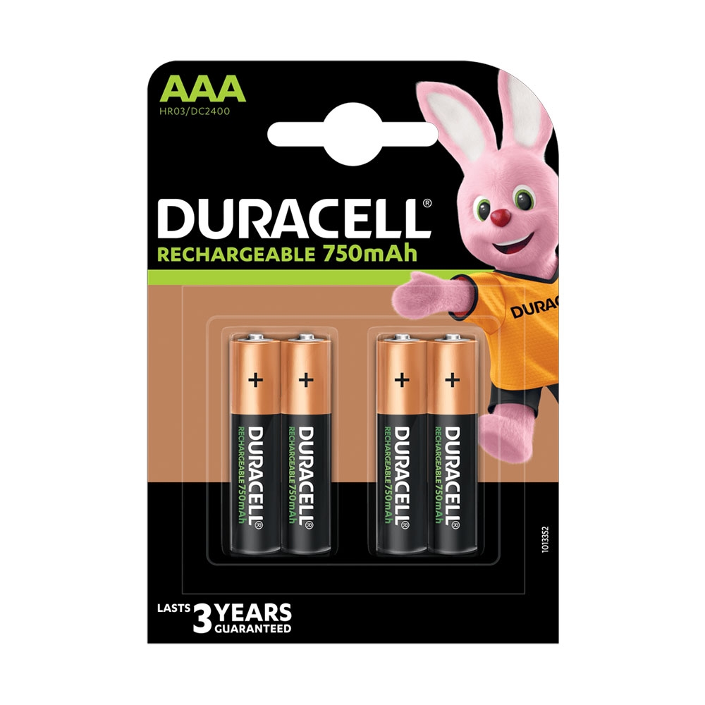 Duracell AAA Rechargeable Batteries NiMH Stay-Charged 850mAh - 4 Pack