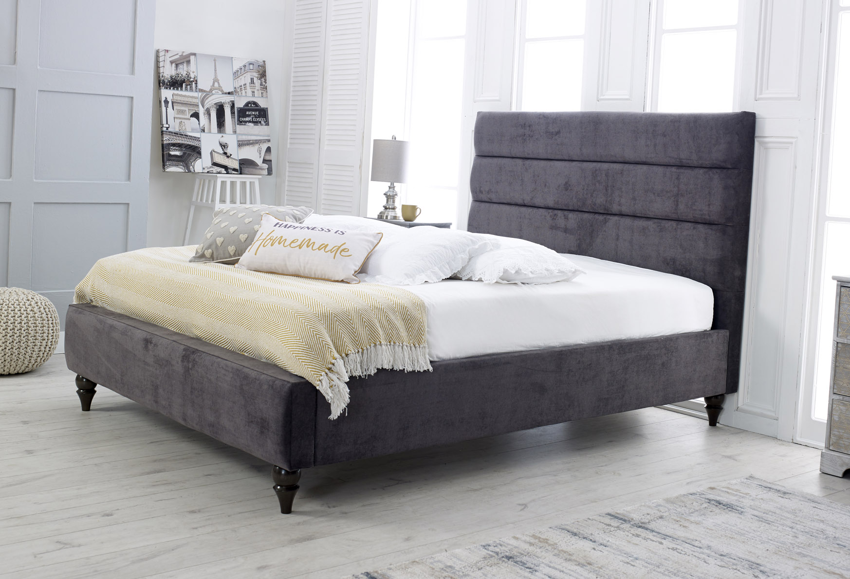Anna Fabric Upholstered Bed Frame - Single
