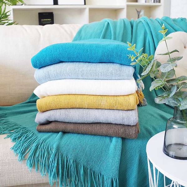 nordic throw thread blanket on the bed sofa plaid travel tv nap blankets soft towel bed tassel tapestry 130x170cm/130x220cm