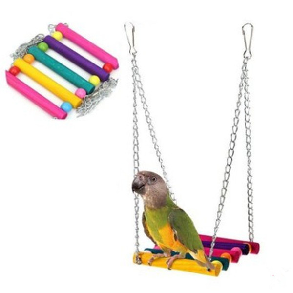 parrot toys colour woodiness swing suspension bridge station stand cage parts gnaw toys cross border