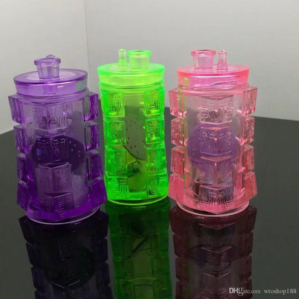 Acrylic color square hookah Wholesale Glass bongs Oil Burner Glass Water Pipes Oil Rigs Smoking Free