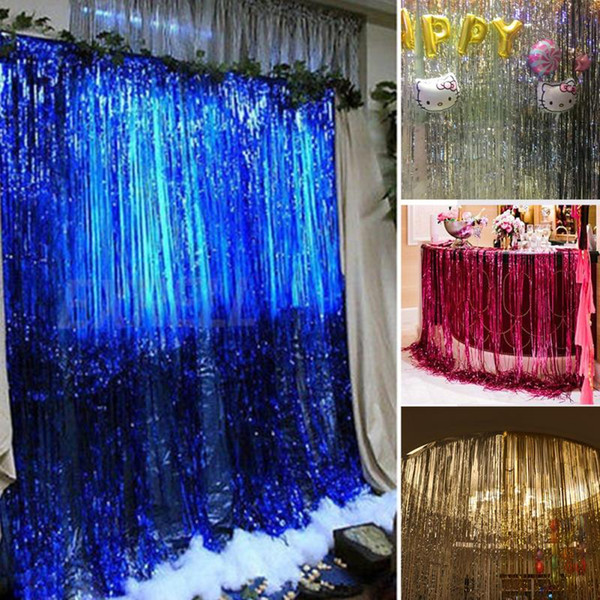 wholesale-1m*2m metallic fringe curtain party foil tinsel room decor door curtain christmas/birthday/wedding party p new year