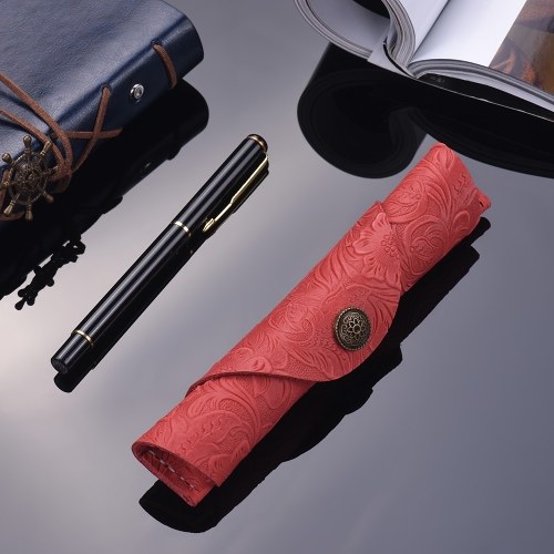 Antique Leather Pen Case Fountain Handmade Sleeve Bag Pouch Protector for Single Pen Stylus Ballpoint 7 * 1.2''