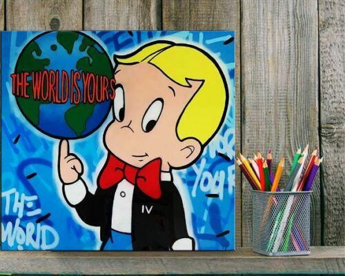 alec monopoly banksy oil painting on canvas abstract the world is yours wall art home decor handcrafts /hd print 191013