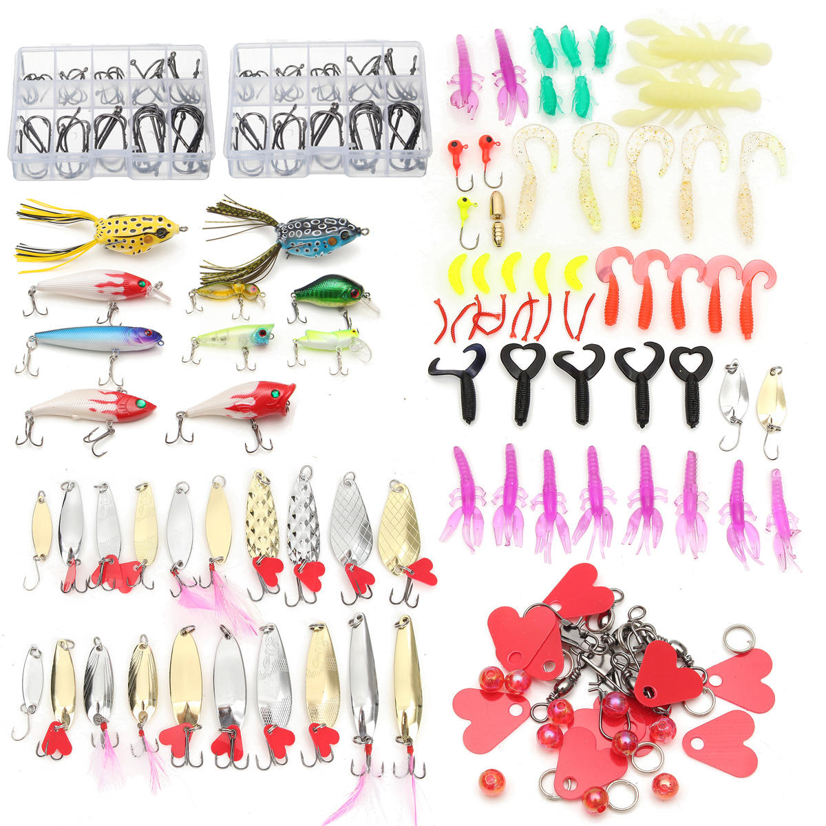 ZANLURE 226 Pcs Fishing Lure Frogs Pike Trout Parva Hook Kit Spinners Baits With Box