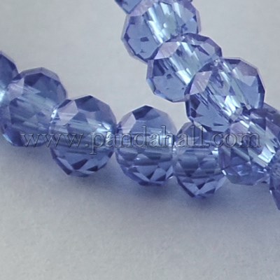 Transparent Glass Beads Strands, Faceted, Rondelle, RoyalBlue, 3x2mm; Hole: 0.5mm; about 193~195pcs/strand, 16.7