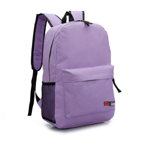 Casual Women Backpack Candy Color Solid School Bag Traveling Shoulder Bag Light Purple