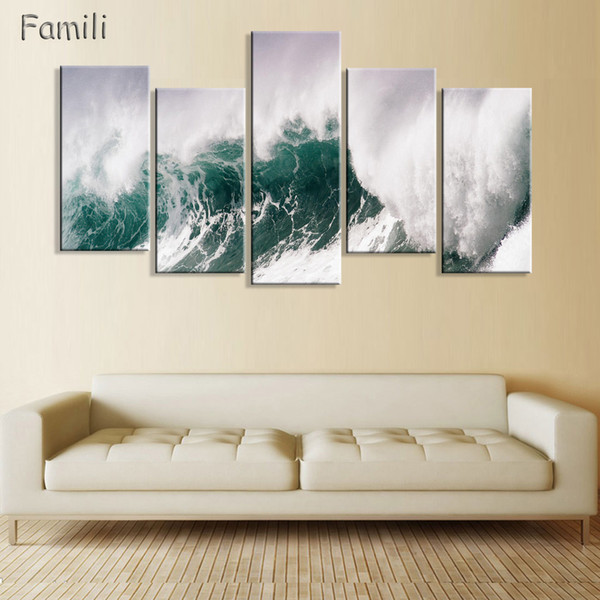 2019 canvas painting fallout wall art 5pieces modern sea wave landscape painting picture canvas art for living room unframed