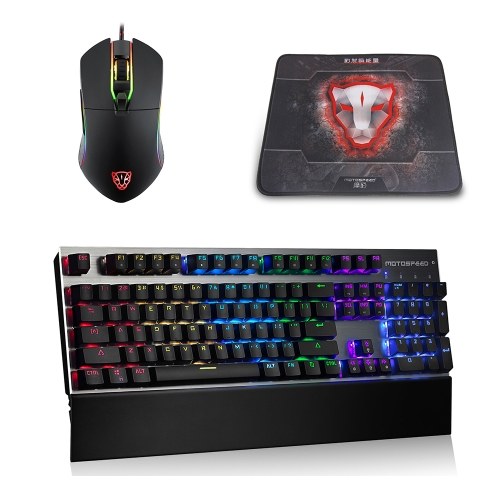 Motospeed V30 Souris Gaming Optique USB + CK108 Clavier Filaire Mécanique Gaming + Tapis de Souris P70 Gaming