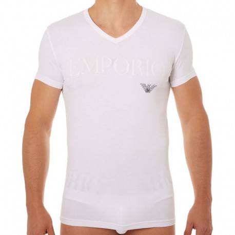 Emporio Armani Stretch Cotton Megalogo T-Shirt - White M