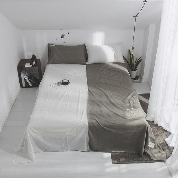 100% cotton bedsheets flat sheet twin full queen size white gray bed cover bed sheet drap de lit college dorm sabanas de algodon