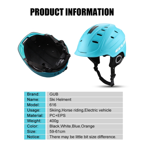 GUB Snow Sport Helmet Outdoor Winter Windproof Cycling Skiing Snowboard Safety Helmet Adjustable Ventilation
