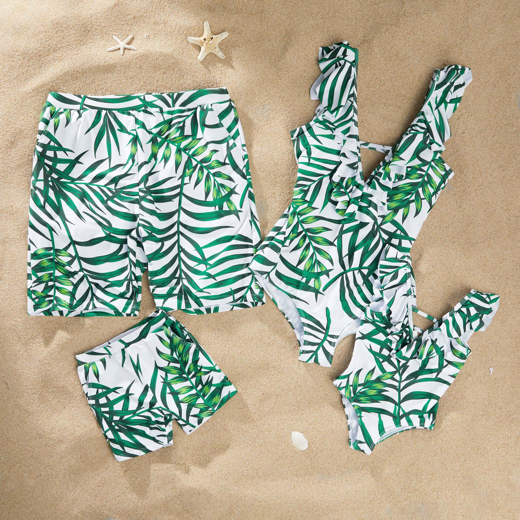 Green Leaf Family Swimsuits