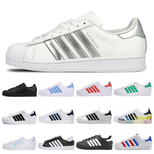 2020 new super star white hologram iridescent junior men superstars 80s sneakers pride womens mens trainers superstar casual shoes 36-44