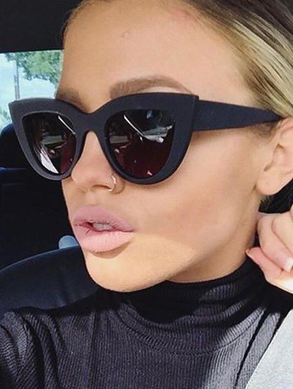 Fashion Women Animal Eye Shape Full Frame Sunglasses Black