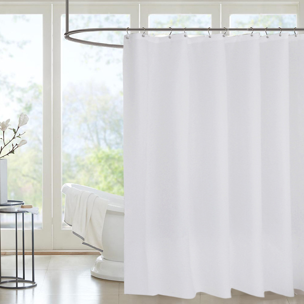 Basics Solid Polyester Waterproof Mildew Resistant Shower Curtain with Hooks