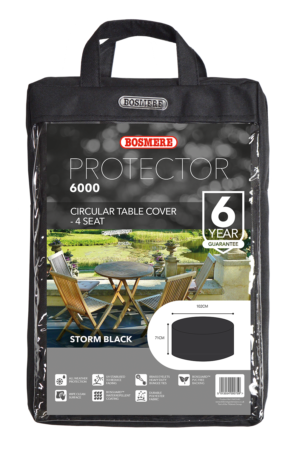 Bosmere Protector 6000 Circular Table Cover - 4 seat (Black)