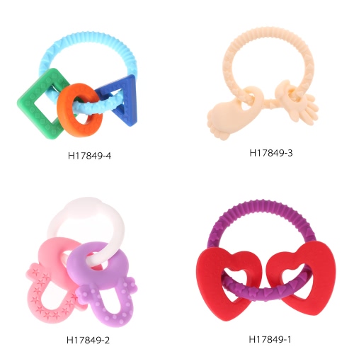 Candy Color Food Grade Cute Silicone Chewable Baby Teething Toy Loop Bracelet Teether BPA Free