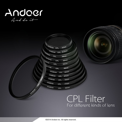 Andoer 49mm Digital Slim CPL Circular Polarizer Polarizing Glass Filter for Canon Nikon Sony DSLR Camera Lens