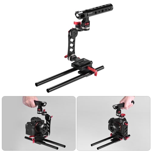 Andoer C-Shape Video Photography Film Making Camera Cage Bracket with Quick Release Plate 15mm Rods for Sony A7 A7R A7II ILDC for Canon Nikon DSLR Camera