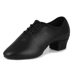 Men's Latin Shoes Practice Trainning Dance Shoes Performance Indoor Lace Up Heel Split Sole Low Heel Cuban Heel Black Lightinthebox