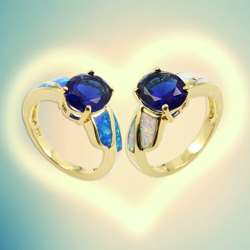 CZ-Diamant Mode simuliert Opal 925 Sterling Silber Ring Gold vergoldet Frauen Mädchen Hochzeit Engagement Schmuck Zubehör