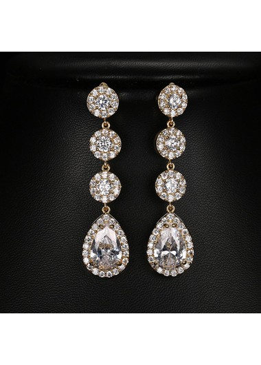 Rhinestone Embellished White Bead Design Ear Studs