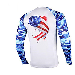 CAWANFLY Men's Fishing Shirt Outdoor Long Sleeve UV Protection Quick Dry Lightweight Breathable Sweat wicking Top Autumn / Fall Spring Summer Athleisure Fishing Camping  Hiking Blue and White Blue Lightinthebox