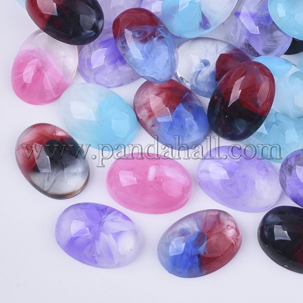 Two Tone Resin Cabochons, Oval, Mixed Color, 18x13x6.5mm