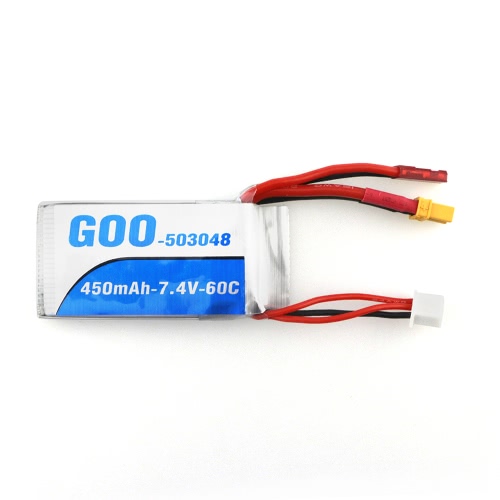 GOO-001 7.4V 2S 450mAh 60C Lipo Battery XT30 JST Connector for QX80 QX90 QX95 100mm Micro Indoor Racing Drone