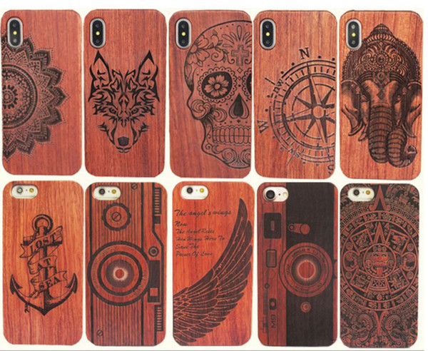 genuine wood case for iphone 11 xs max xr 7 8 plus hard cover carving wooden phone shell for iphone bamboo housing luxury s9 retro protector