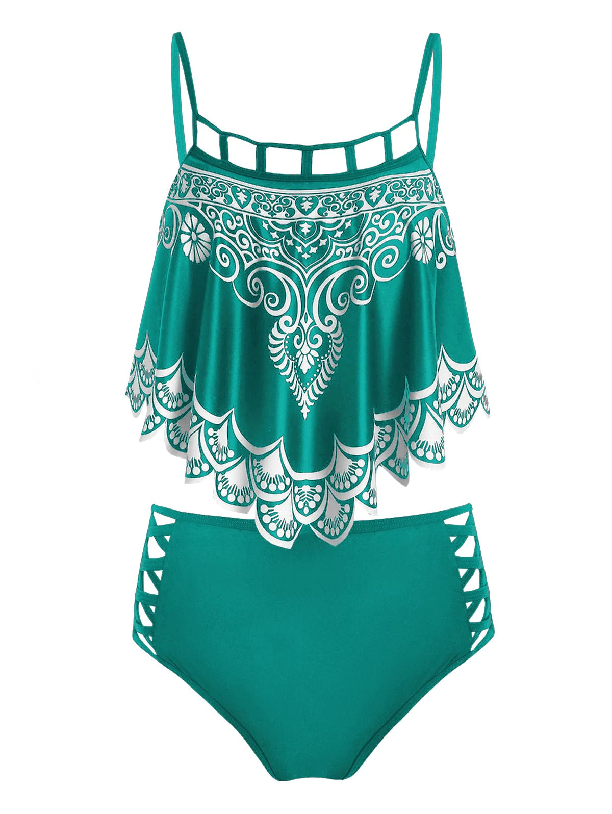 Tribal Print Crisscross Tankini Swimwear