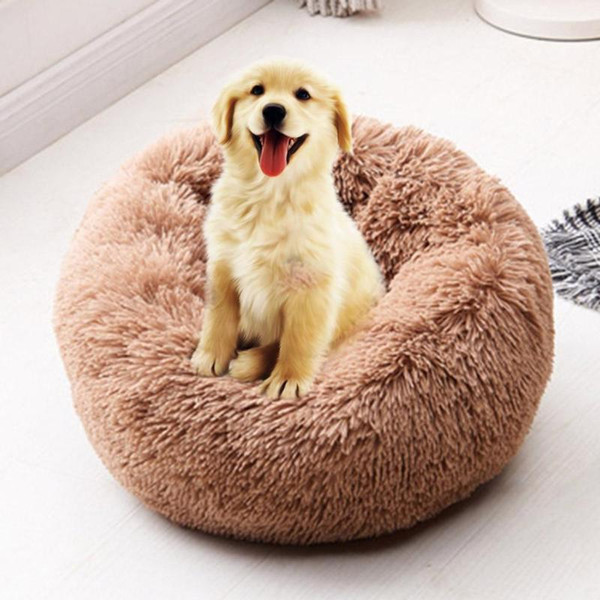 round dog bed washable long plush dog kennel cat house super soft cotton mats sofa for chihuahua basket pet bed dropship