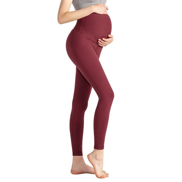 Super elastic Stomach lift outfit Relieve stress Does Can not drop the crotch Nylon spandex material Cropped trousers maternity yoga pants Black wine red Solid color