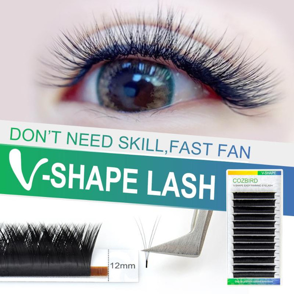 cozbird v shape eyelash extensions 0.05 fast easy fanning volume lash y lash yy flase makeup tool