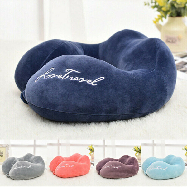 new u shaped memory foam neck pillows soft slow rebound space travel pillow solid neck cervical healthcare bedding drop shipping
