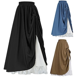 Women's Maxi Long Skirt Double-Layer Retro Vintage Victorian Medieval Renaissance for Cosplay Party Casual Daily Festival Lightinthebox