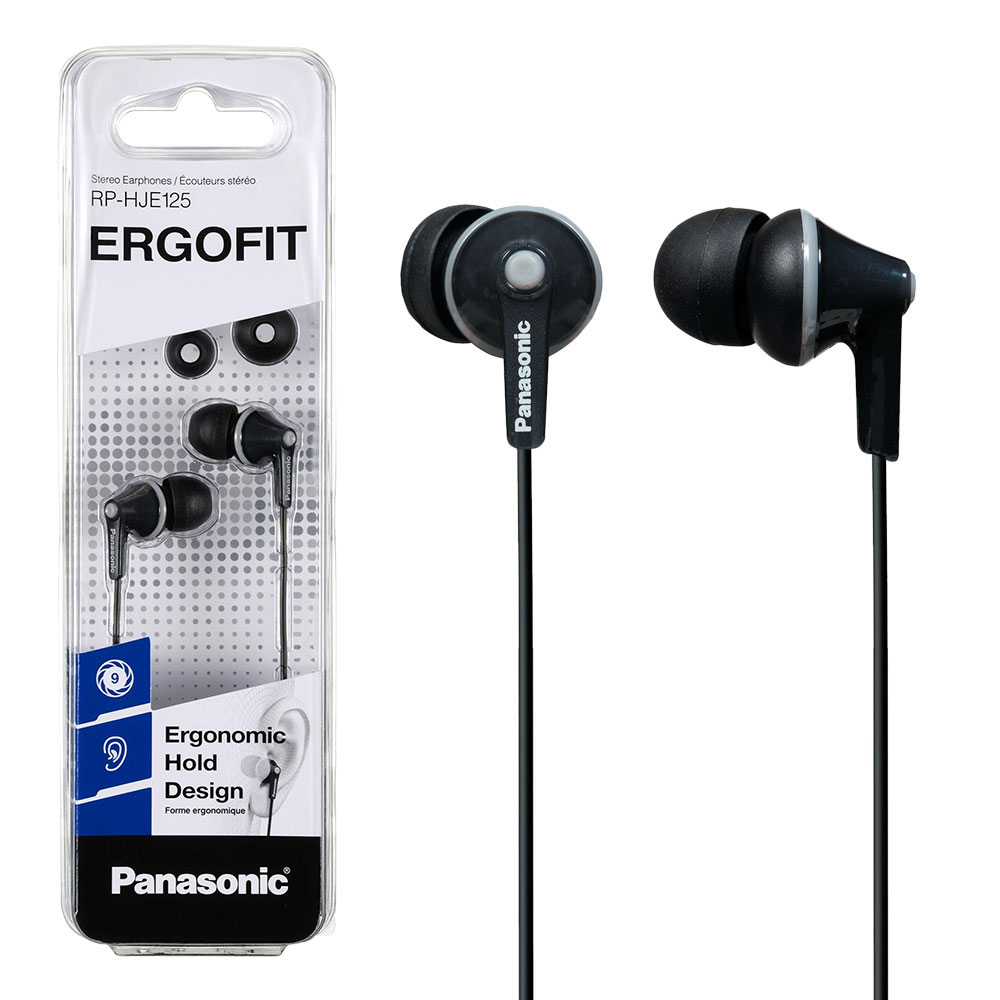Panasonic Ergo Fit In-Ear Earphones Wired 3.5mm Jack - Ref. RP-HJE125E-K - LIMITED STOCK