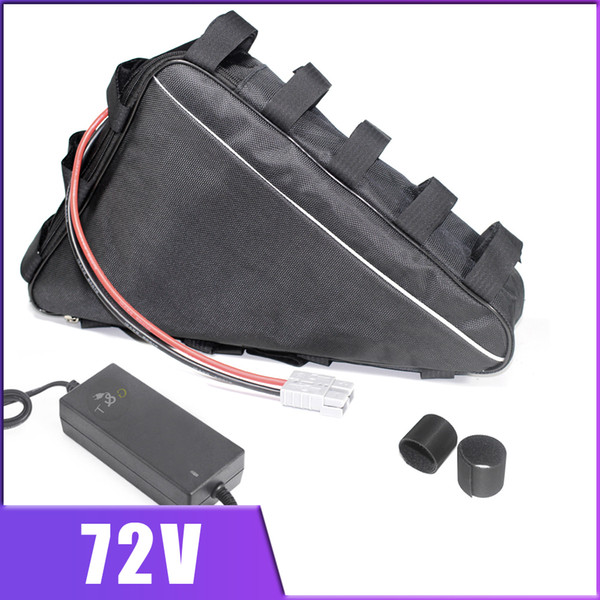 72V 3000W Triangle battery 20AH 30AH Panasonic lithium pack electric bike with 60A BMS , 84V charger bag