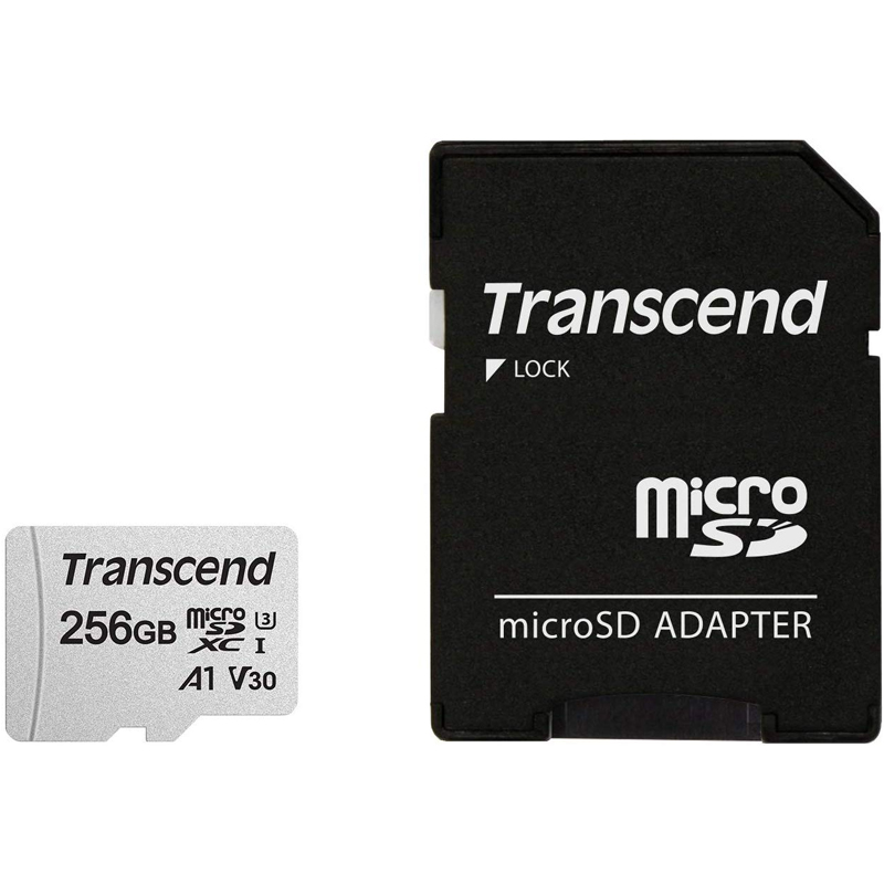 Transcend 256GB 300S V30 A1 Micro SD Card (SDXC) UHS-I U3 + Adapter - 95MB/s