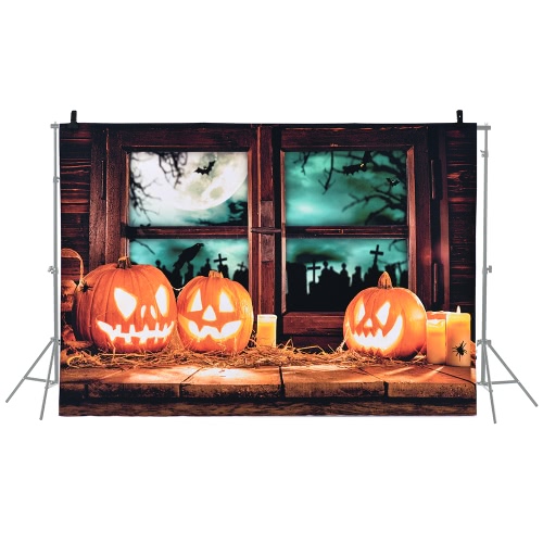 6.9 * 5ft / 2.1 * 1.5m Fond d'écran Halloween Fond de décoration de décoration Motif de citrouille pour appareil photo DSLR Photo Studio