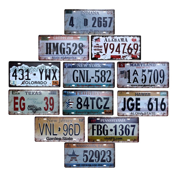 american license plate usa decorative signs plaque vintage metal coffee bar decoration home decor 15x30 cm