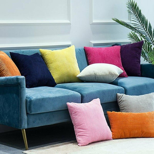 corduroy square solid print sofa bed home decoration festival pillow case cushion cover living room bedroom car decor 45x45cm