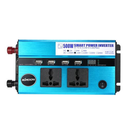 KKmoon 500W Car Power Inverter DC 12V to AC 110V 60Hz with 4 USB Ports / Voltage Display