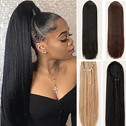 Long Straight Ponytail Hair piece Clip In Hair Extension Ponytail Wig Accessory for Women Lightinthebox