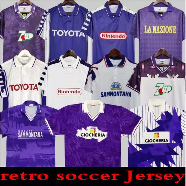 BATISTUTA 1998 1999 Fiorentina Retro Soccer Jerseys BIGICA RUI COSTA 98 99 Home Football Shirt 2000 Camisas de Futebol 84 89 90 91 92 93 94 95 96 97 Classic Vintage Jersey
